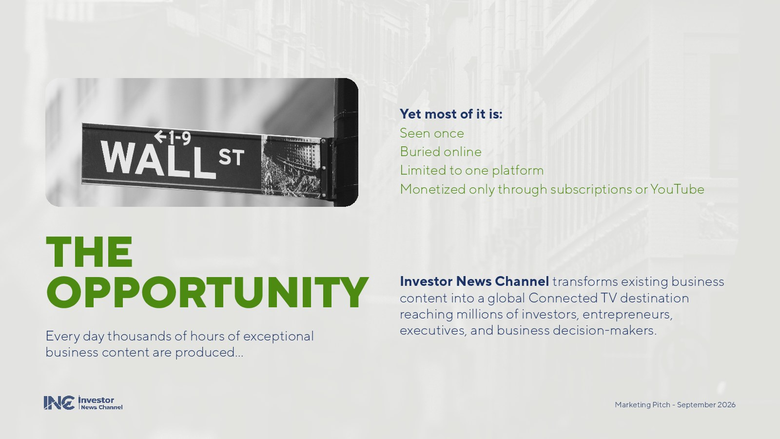 Slide 2 of 12: The opportunity: great business content, seen once and buried
